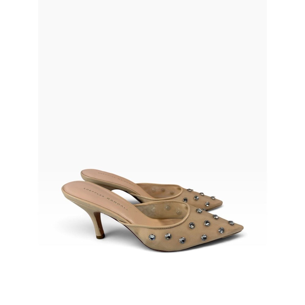 Loeffler Randall Paloma Mesh Mid-Heel Mules Size 7B with Crystals